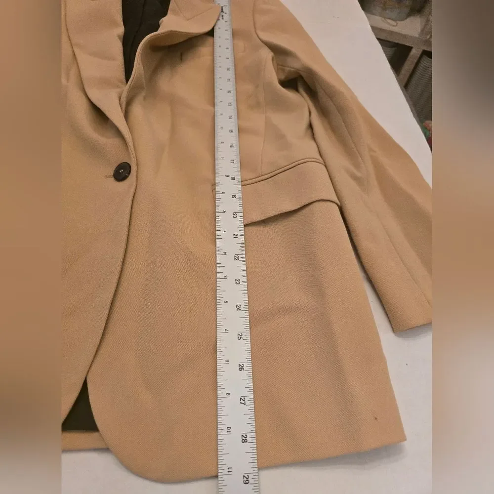 Zara Oversized Single-button Blazer In Tan Size Small - Picture 4 of 14